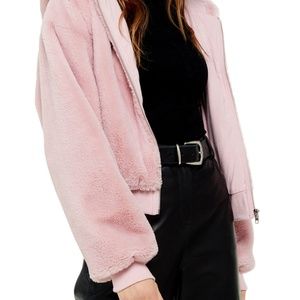 Topshop pink fur jacket